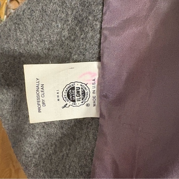 Vintage Faux Fur Collar Union Made Long Overcoat Full Length Sz 14 Gray - Picture 4 of 8